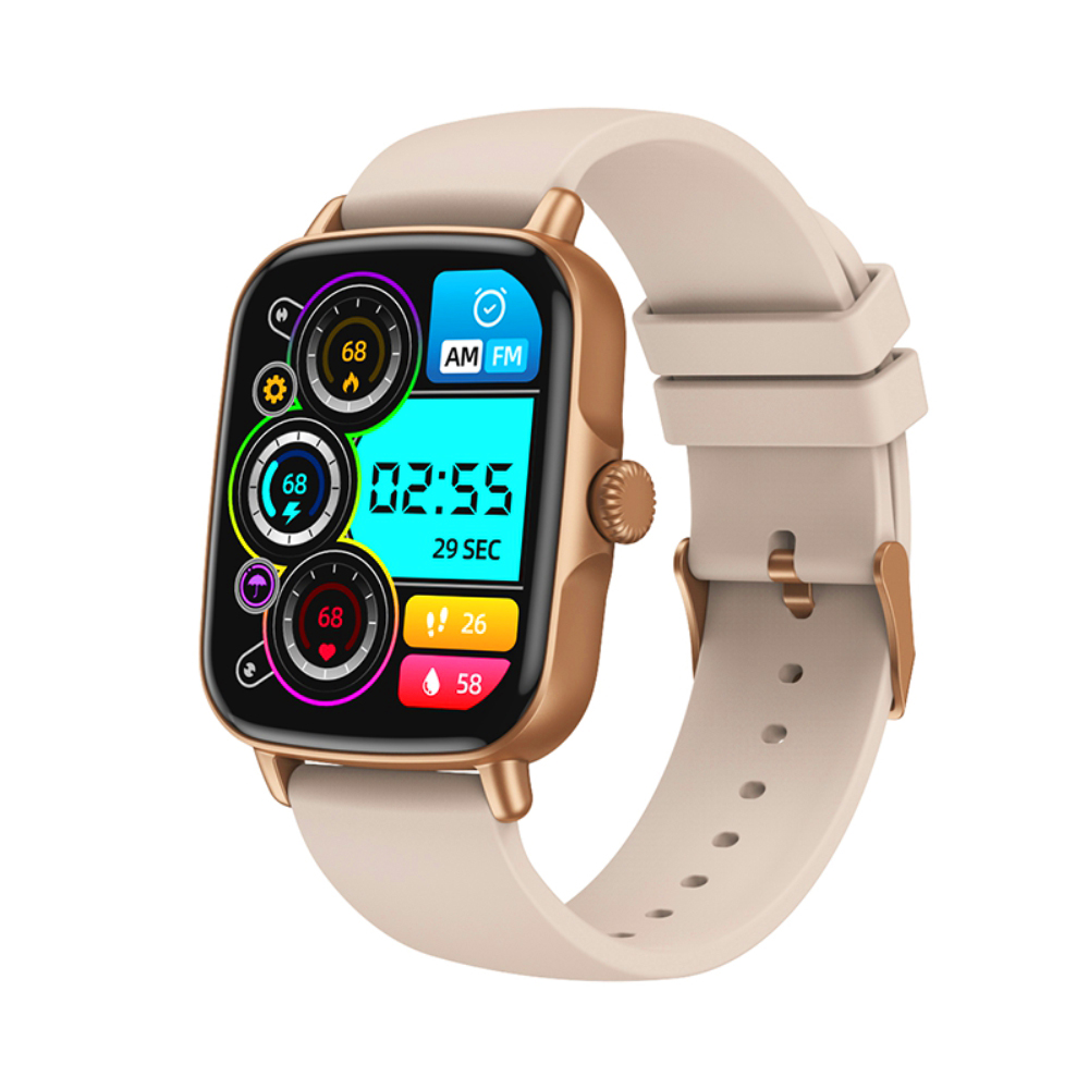 Ceas smartwatch xk fitness aw18 cu moduri sportive, calorii, distanta, calitate somn, ritm cardiac, tensiune, auriu