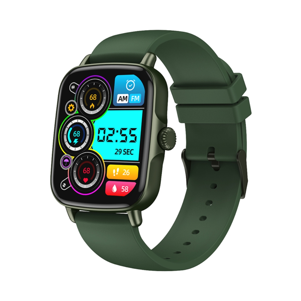 Ceas Smartwatch XK Fitness AW18 cu Moduri sportive, Calorii, Distanta, Calitate somn, Ritm cardiac, Tensiune, Verde Adulti imagine Black Friday 2021