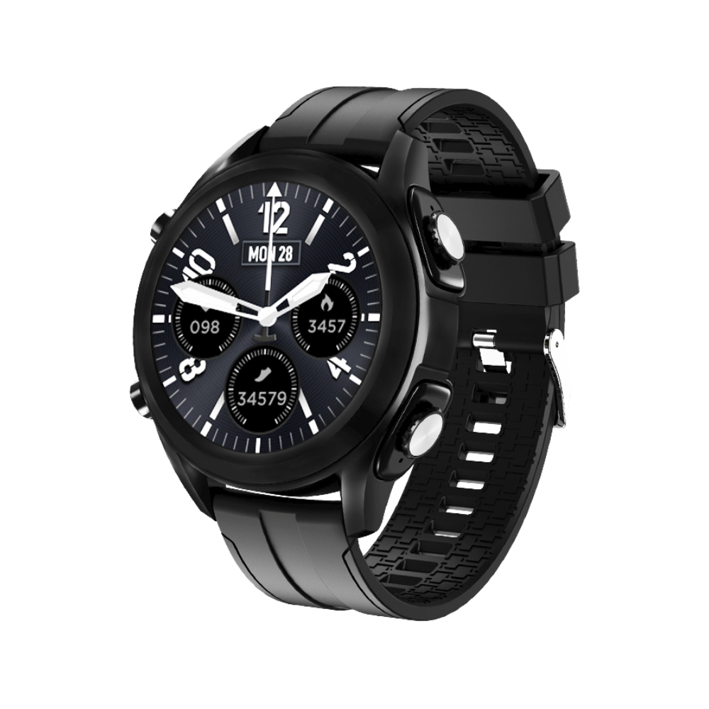 Ceas smartwatch xk fitness t10 cu functii sanatate, casti wireless tws, notificari, cronometru, bratara silicon, negru