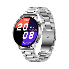 Ceas Smartwatch XK Fitness AK37 cu Functii monitorizare sanatate, Notificari, Bluetooth, Cronometru, Bratara otel, Argintiu
