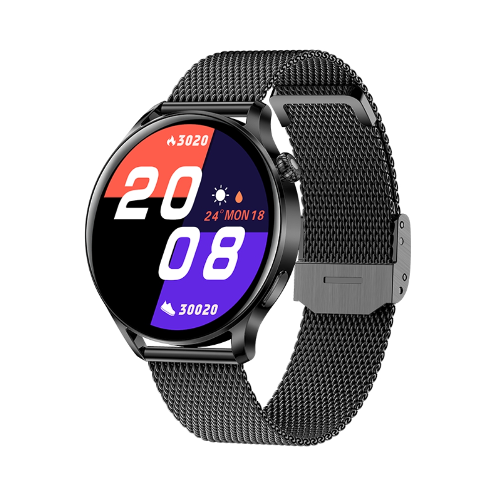 Ceas Smartwatch XK Fitness AK37 cu Functii monitorizare sanatate, Notificari, Bluetooth, Cronometru, Bratara metalica, Negru