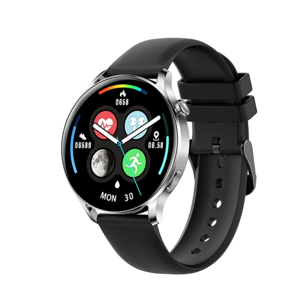 Ceas Smartwatch XK Fitness AK37 cu Functii monitorizare sanatate, Notificari, Bluetooth, Cronometru, Bratara silicon, Gri adulti imagine noua tecomm.ro