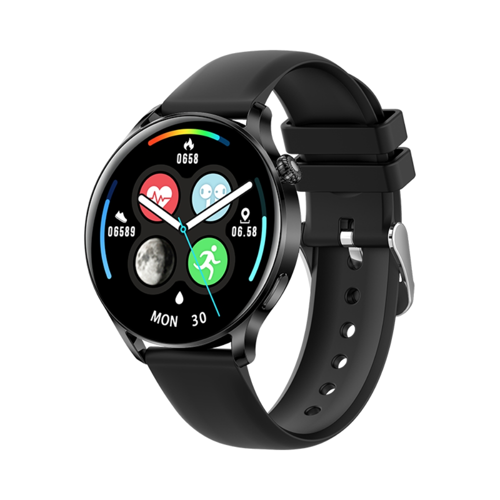 Ceas Smartwatch XK Fitness AK37 cu Functii monitorizare sanatate, Notificari, Bluetooth, Cronometru, Bratara silicon, Negru (Bluetooth) imagine Black Friday 2021