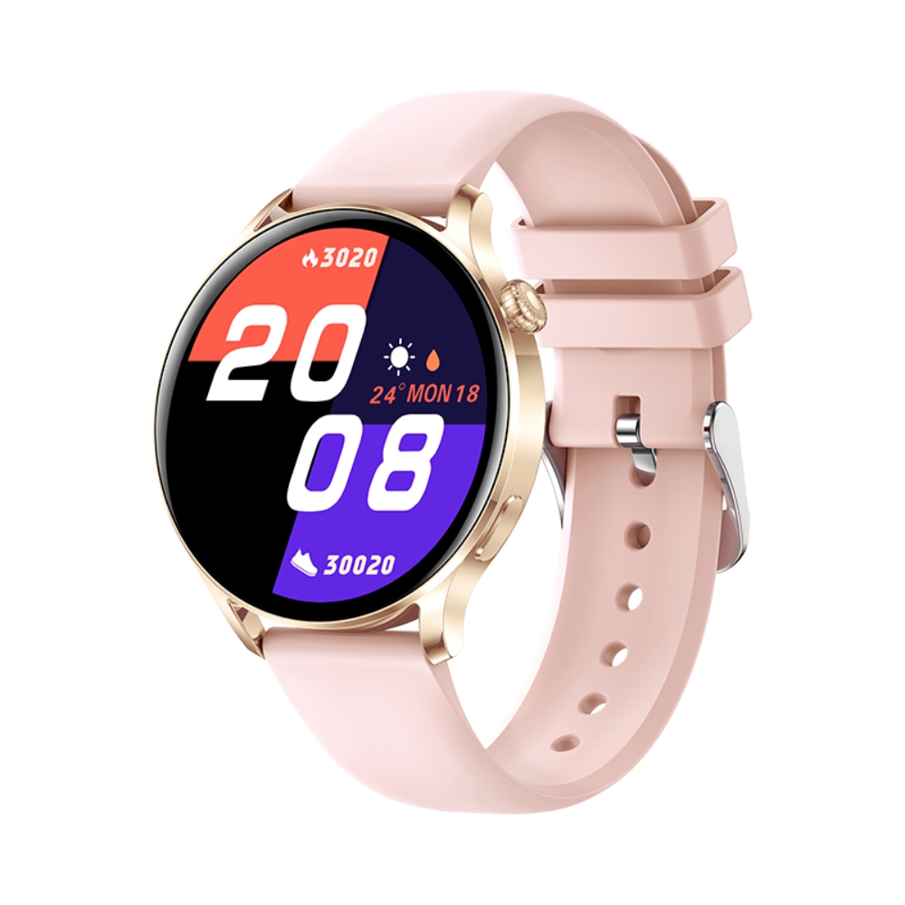 Ceas Smartwatch XK Fitness AK37 cu Functii monitorizare sanatate, Notificari, Bluetooth, Cronometru, Bratara silicon, Roz