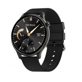 Ceas Smartwatch Twinkler TKY-FW01 cu Moduri sportive, Functii sanatate, Calorii, Bluetooth, Distanta, Bratara silicon, Negru