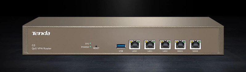 Router QoS VPN Tenda G3, 1 x LAN Gigabit, 4 x WAN Gigabit, 1 x USB, Argintiu