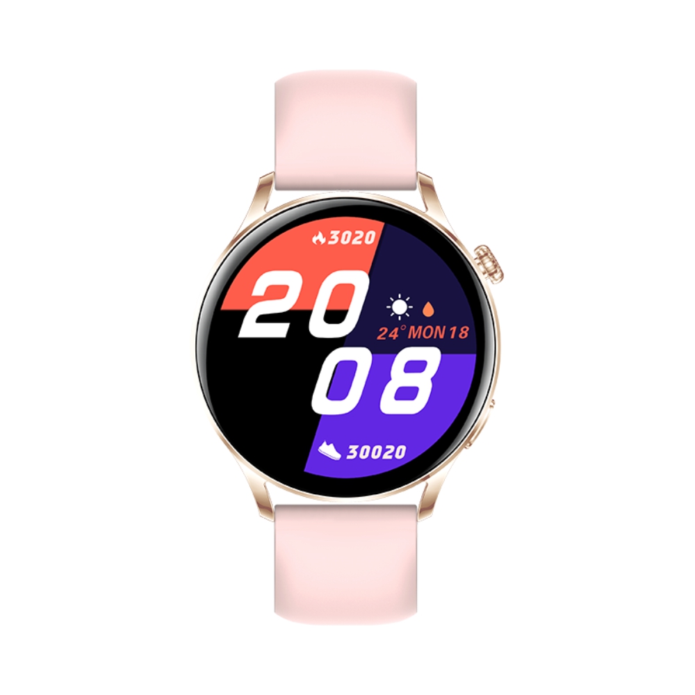 Ceas Smartwatch XK Fitness AK37 cu Functii monitorizare sanatate, Notificari, Bluetooth, Cronometru, Bratara silicon, Roz