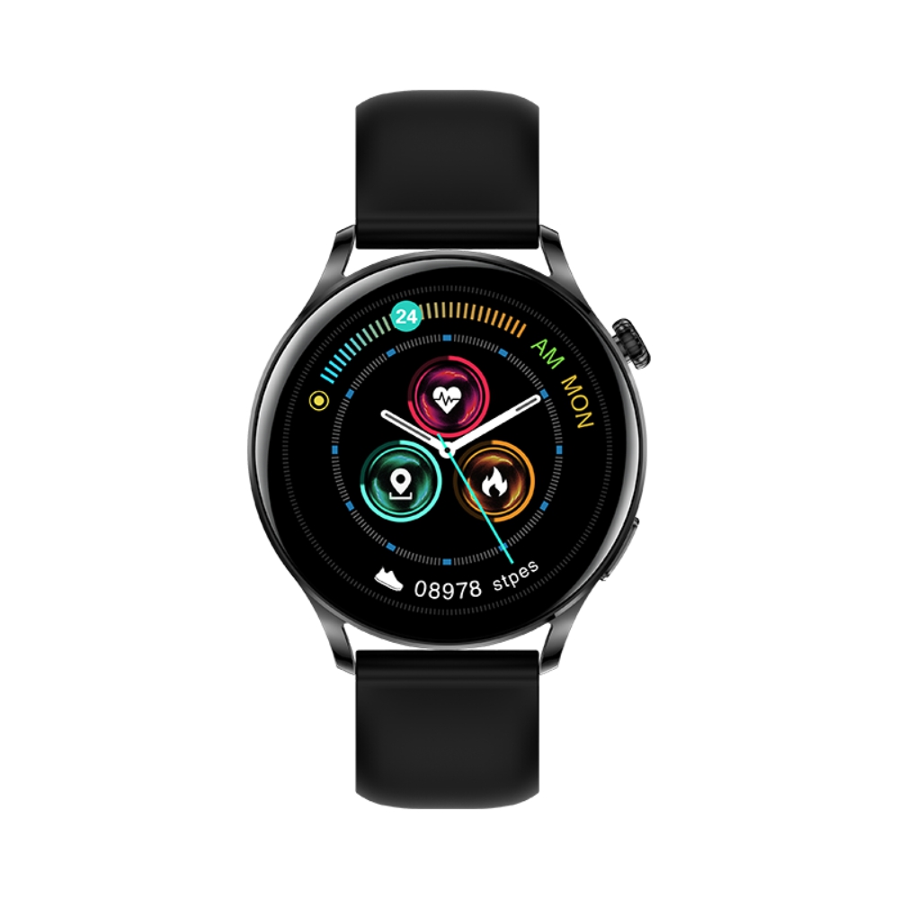 Ceas Smartwatch XK Fitness AK37 cu Functii monitorizare sanatate, Notificari, Bluetooth, Cronometru, Bratara silicon, Negru