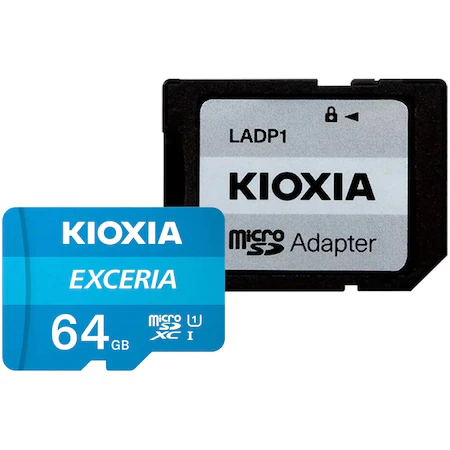 Card de Memorie MicroSD Kioxia Exceria 64GB,UHS I U1+ Adaptor, LMEX1L064GG2 64GBUHS imagine noua 2022