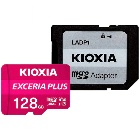 Card de Memorie MicroSD Kioxia Exceria Plus, 128GB,UHS I U3+ adaptor, LMPL1M128GG2