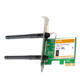 Placa de retea Wireless PCI Express Tenda W322E, 300 Mbps, 2 Antene, Frecventa 2.4 GHz, Negru