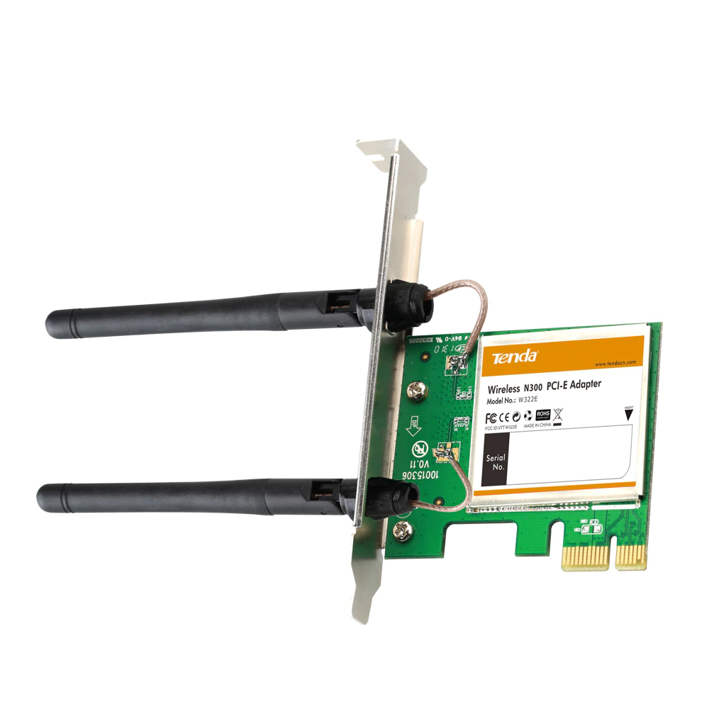 Placa de retea Wireless PCI Express Tenda W322E, 300 Mbps, 2 Antene, Frecventa 2.4 GHz, Negru 2.4 imagine noua tecomm.ro