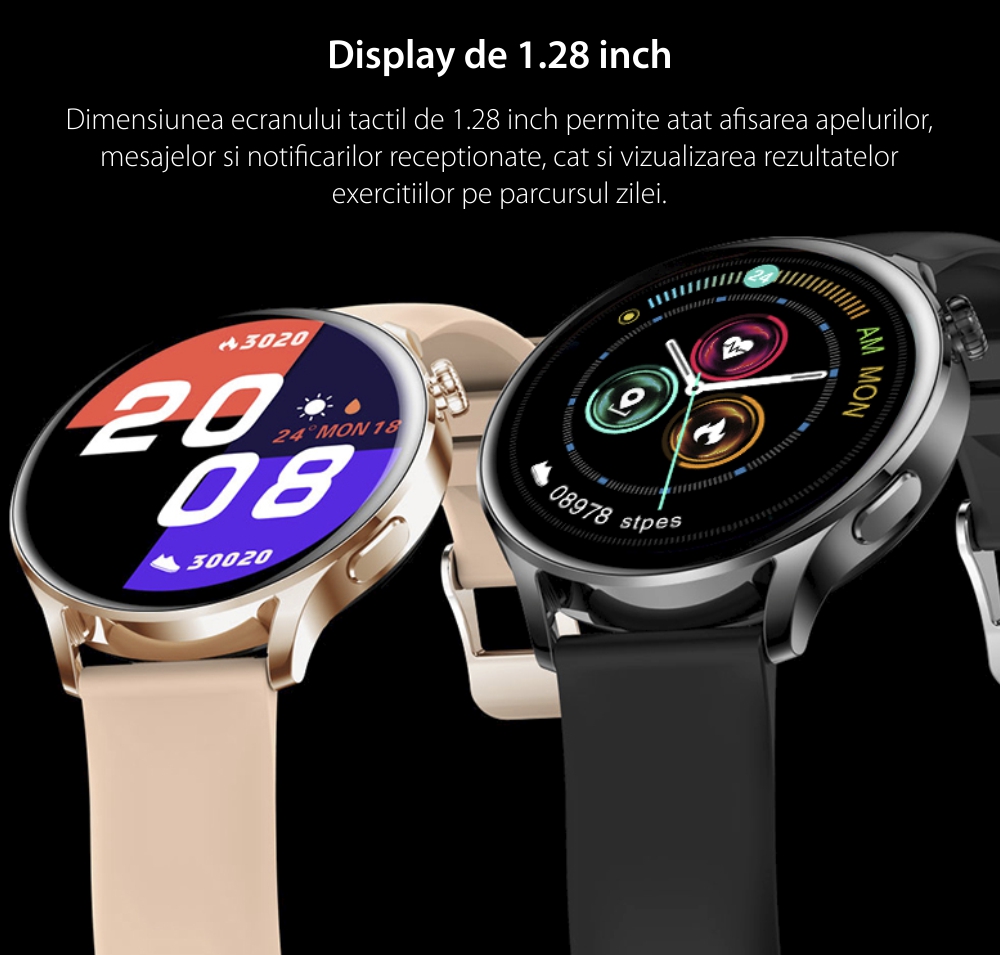 Ceas Smartwatch XK Fitness AK37 cu Functii monitorizare sanatate, Notificari, Bluetooth, Cronometru, Bratara silicon, Roz