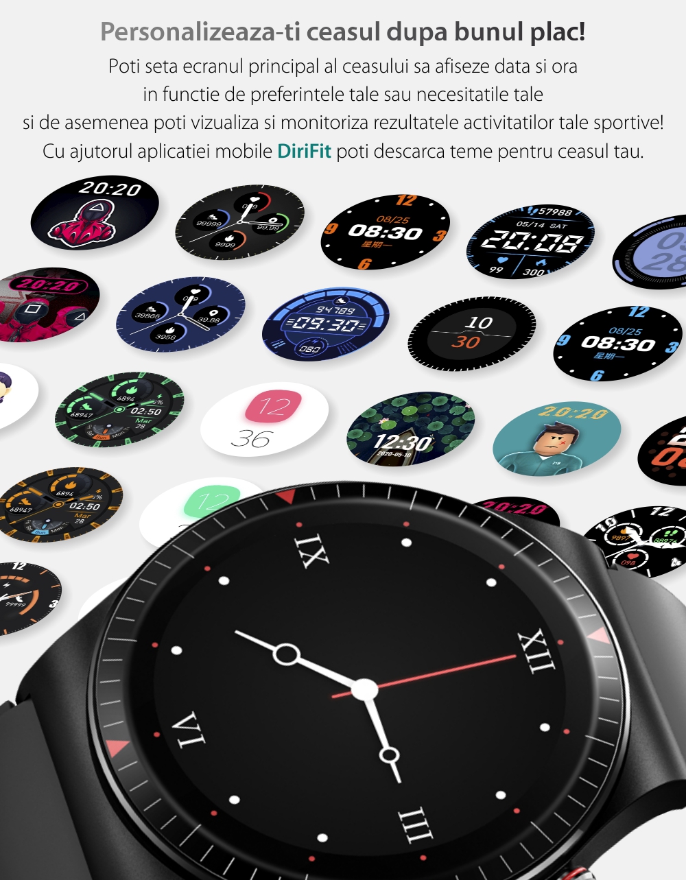 Ceas Smartwatch XK Fitness T7 cu Functii monitorizare sanatate, Moduri sportive, Notificari, Alarma, Cronometru, Gri