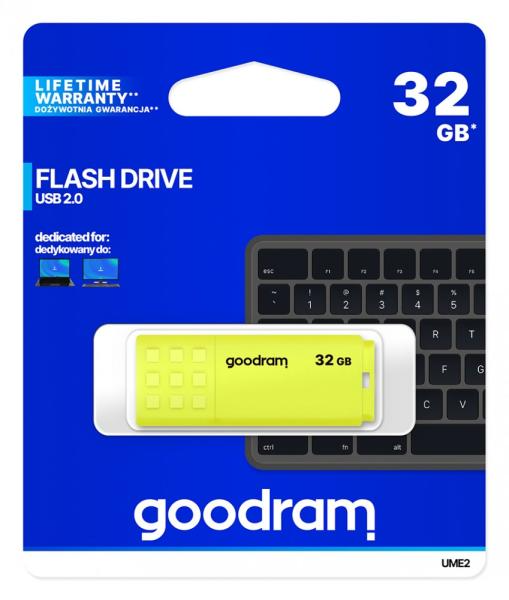 Memorie USB Goodram UME2, 32GB, USB 2.0, Galben