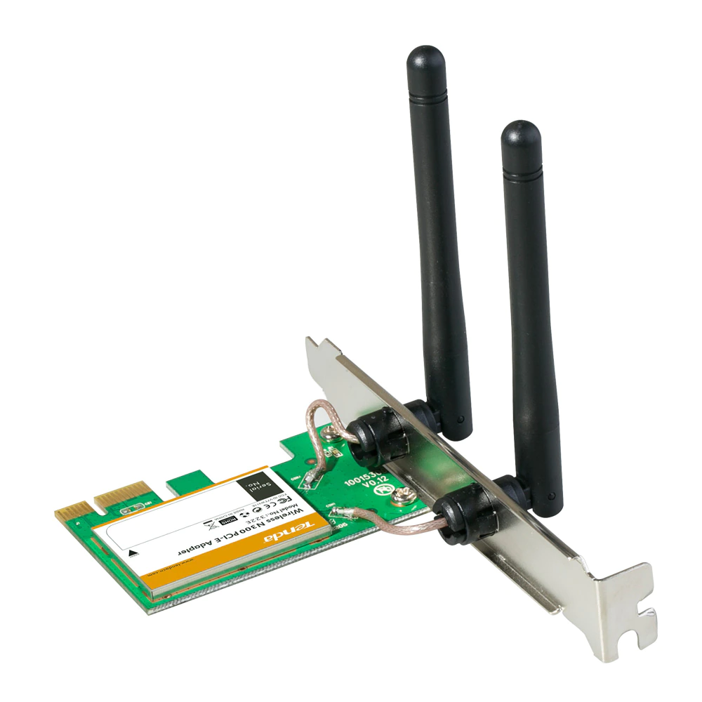 Placa de retea Wireless PCI Express Tenda W322E, 300 Mbps, 2 Antene, Frecventa 2.4 GHz, Negru