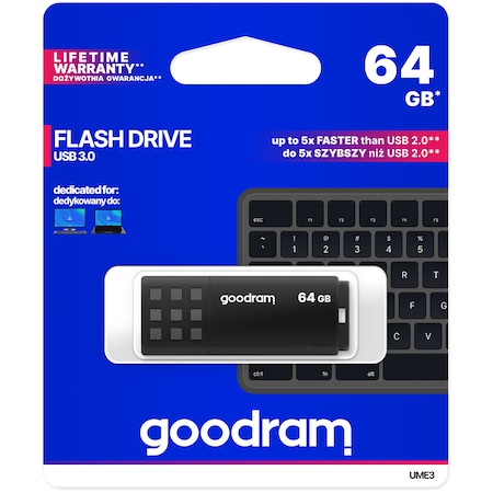 Memorie USB Goodram UME3, 64GB, USB 3.0, Negru