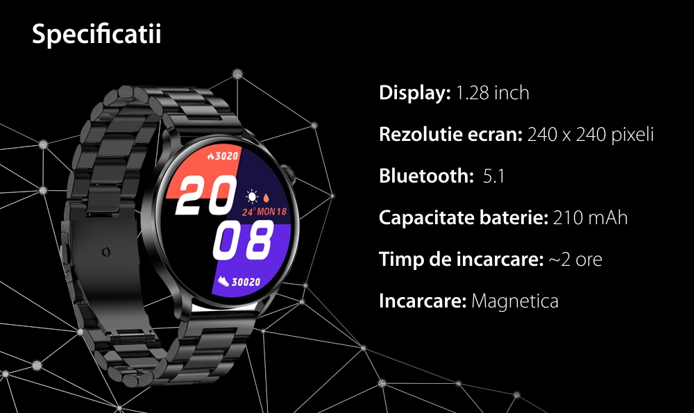 Ceas Smartwatch XK Fitness AK37 cu Functii monitorizare sanatate, Notificari, Bluetooth, Cronometru, Bratara silicon, Gri