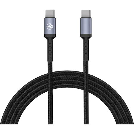 Cablu de Date si Incarcare Tellur Type-C to Type-C, 3A, PD60W, 1m, Nailon, Negru (1M)