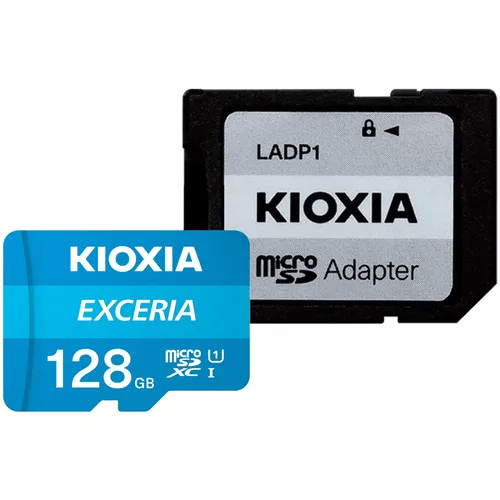Card de memorie microSD Kioxia Exceria M203, 128GB, UHS I U1+ adaptor, LMEX1L128GG2