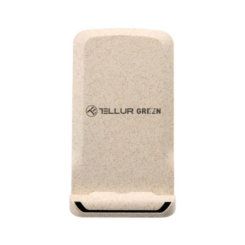 Incarcator Wireless Birou Tellur Green, Certificat Qi, 15W, Pliabil, Fibra de grau, Beige 15W