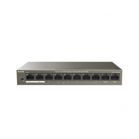 Switch Tenda 8P ETH + GB UPLINK 63W, 8PorturiPoE 10/100Mbps, Gri