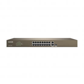 Switch Tenda TEF1218P-16-250W, 16 X 10/100Mbps PoE + 2 Gigabit/SFP, Store-and-Forward, Gri