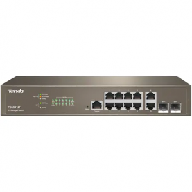 Switch Tenda TEG5312F, Layer-3 , 12 Porturi, 10 Porturi Gigabit si 2 Porturi SFP, Gri