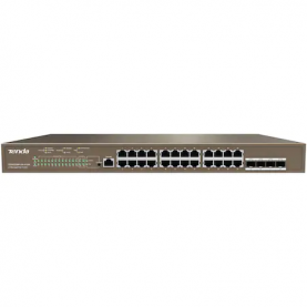 Switch Tenda TEG5328P-24-410W, L3 Managed, 24-Port Gigabit, PoE, Store and Forward, Gri