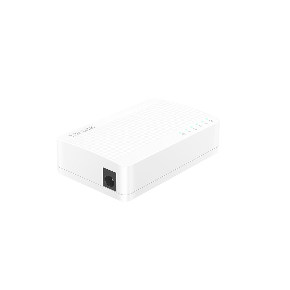 Switch Tenda S105, 5 Port-uri Fast Ethernet, 10/100 Mbps, Alimentare 9V / 0.6A, Alb