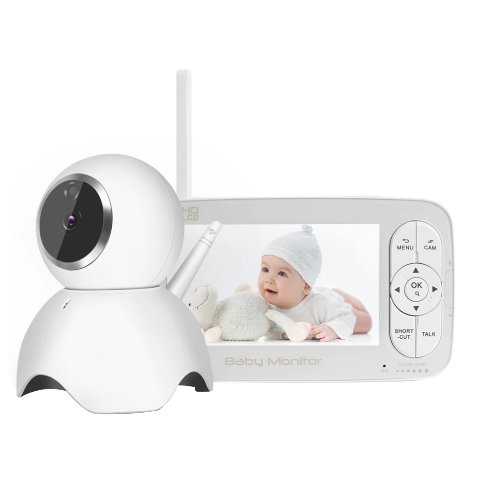 Baby monitor wireless bs-w50p, ecran 5.0″, monitorizare audio – video, monitorizare temperatura, comunicare bidirectionala, cantece, night vision, baterie incorporata