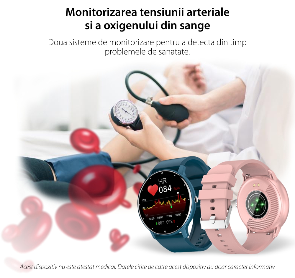 Ceas Smartwatch XK Fitness ZL02 cu Functii monitorizare sanatate, Moduri sportive, Exercitii, Notificari, Cronometru, Galben