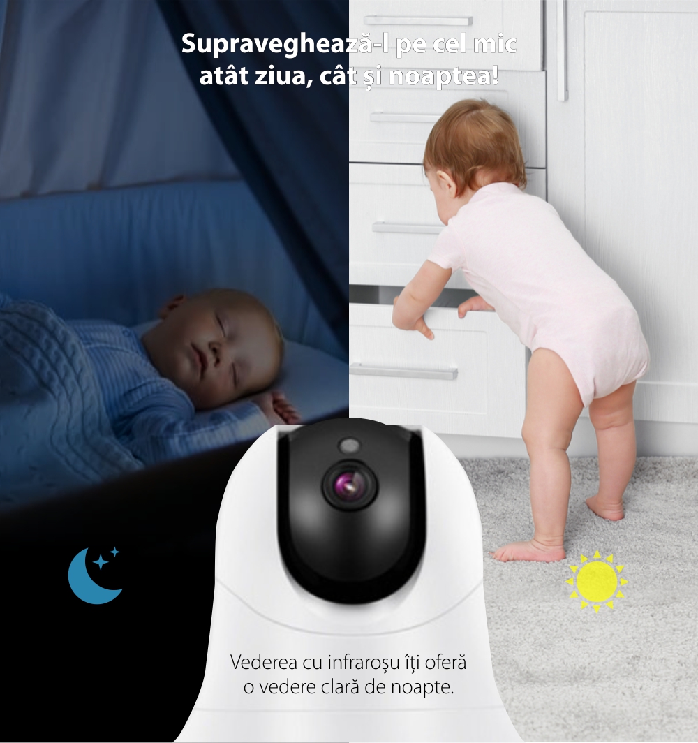 Video Baby Monitor, BS-SM935, Camera de supraveghere 3.5 inch, Wireless, Vedere nocturna, Monitorizare temperatura