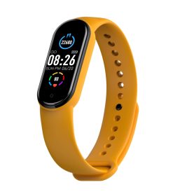 Bratara inteligenta XK Fitness M6 cu Display 0.96 inch, Bluetooth, Notificari, Distanta, Calorii, Moduri sport, Galben