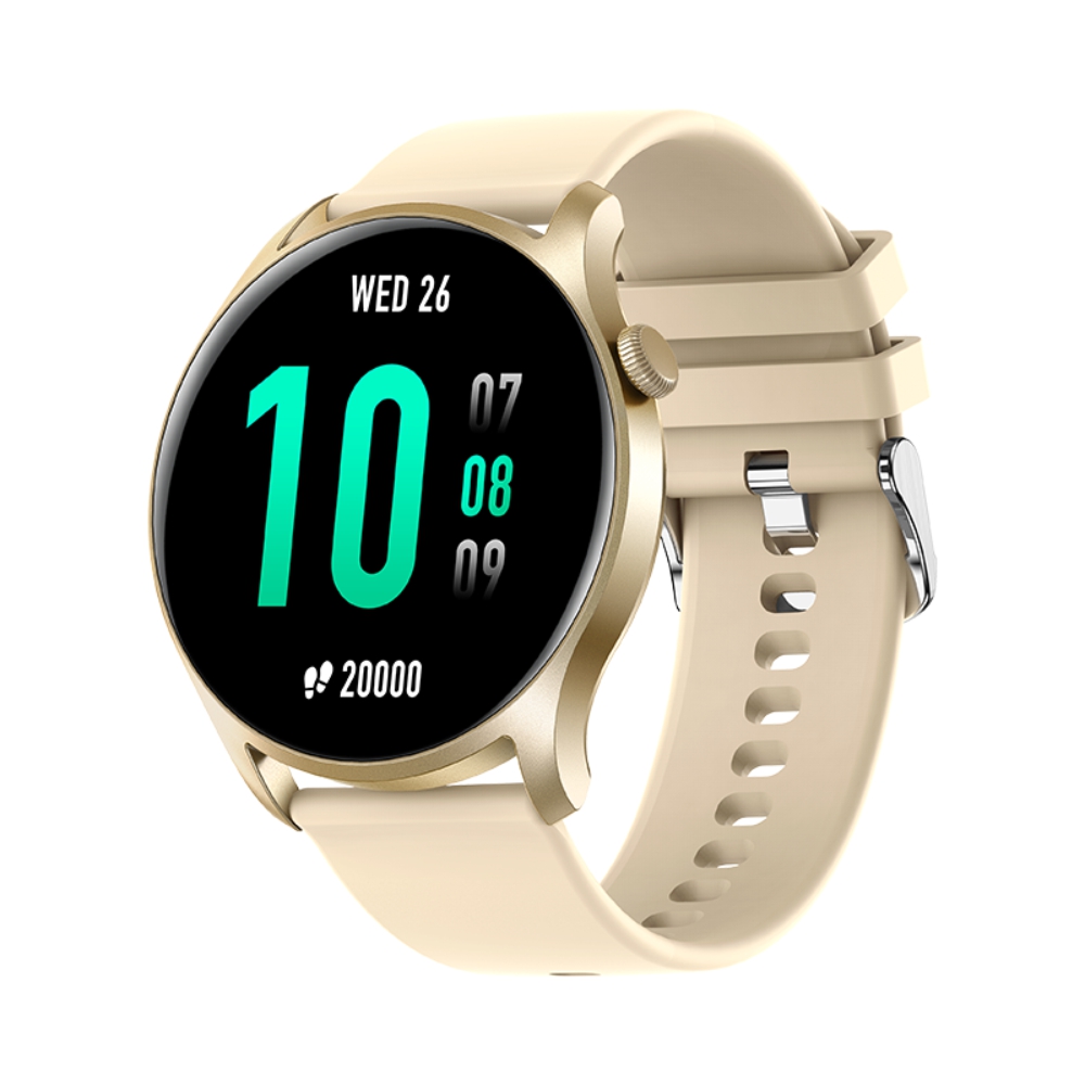 Ceas Smartwatch XK Fitness KC08, Pedometru, Calorii, Moduri sportive, Vreme, Control muzica, Notificari mesaje, Auriu