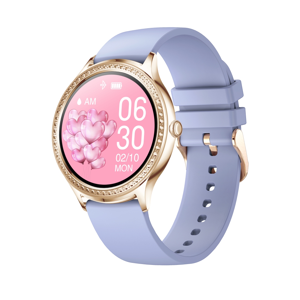 Ceas Smartwatch Dama Twinkler TKY-AK35 cu Display 1.32 inch, Functii sanatate, Notificari, Moduri sport, Violet 1.32 imagine Black Friday 2021