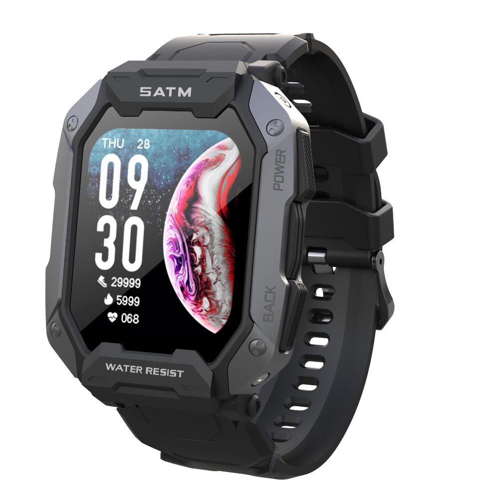 Ceas Smartwatch Twinkler TKY-C20 cu Monitorizare ritm cardiac, Tensiune arteriala, Moduri sportive, Calorii, Pedometru, Negru