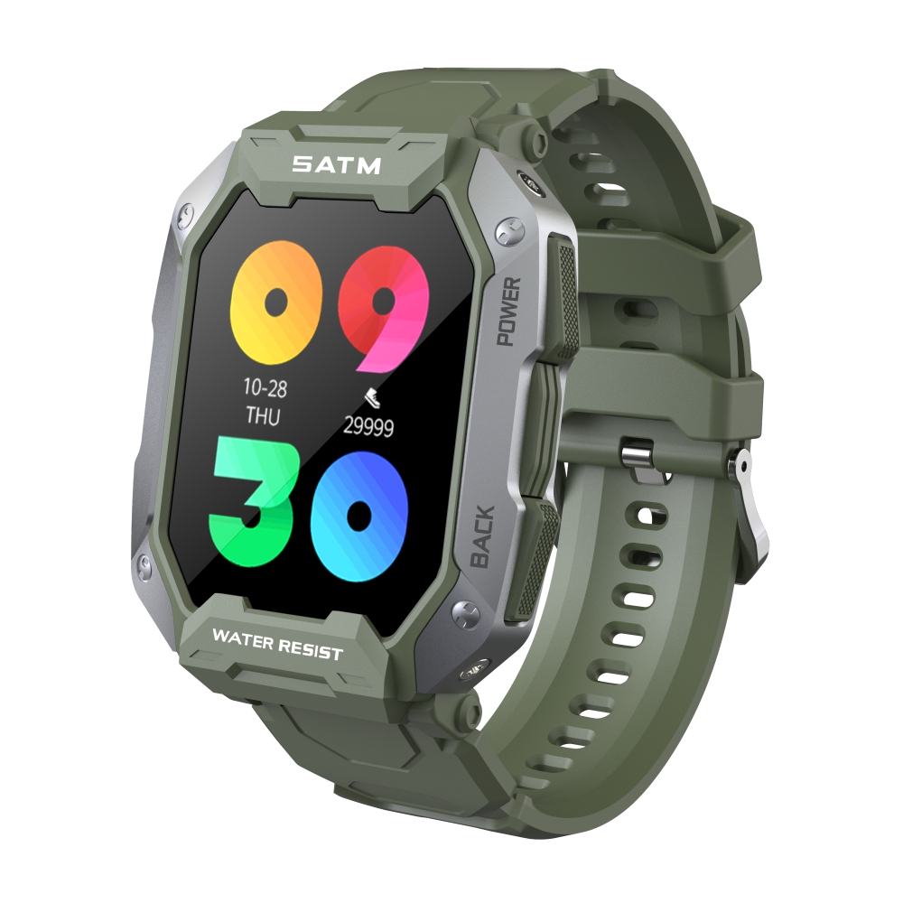 Ceas Smartwatch Twinkler TKY-C20 cu Monitorizare ritm cardiac, Tensiune arteriala, Moduri sportive, Calorii, Pedometru, Verde arteriala imagine noua 2022