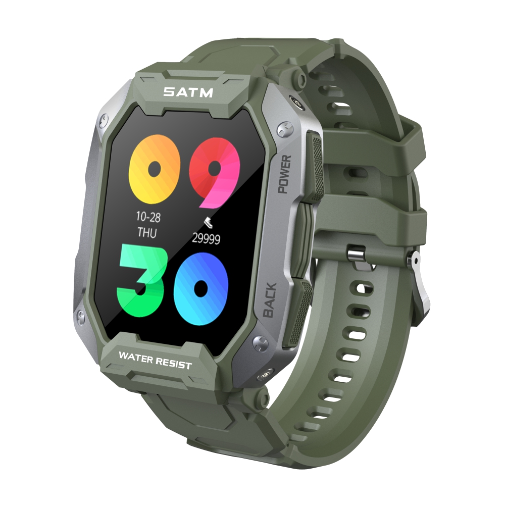 Ceas Smartwatch Twinkler TKY-C20 cu Monitorizare ritm cardiac, Tensiune arteriala, Moduri sportive, Calorii, Pedometru, Verde