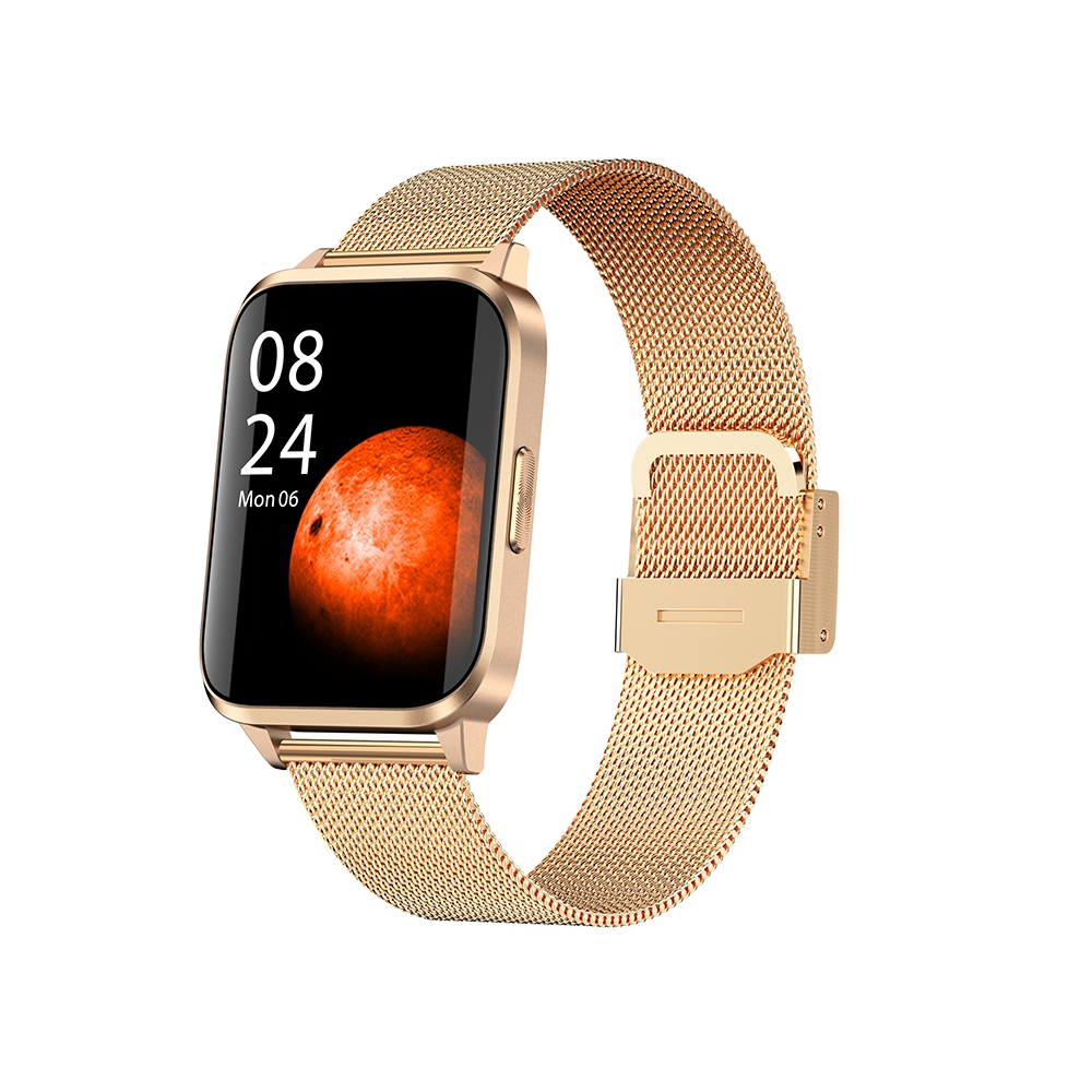 Ceas smartwatch xk fitness jm01 cu display 1.69 inch, bluetooth, functii sanatate, pedometru, distanta, moduri sport, metal, auriu