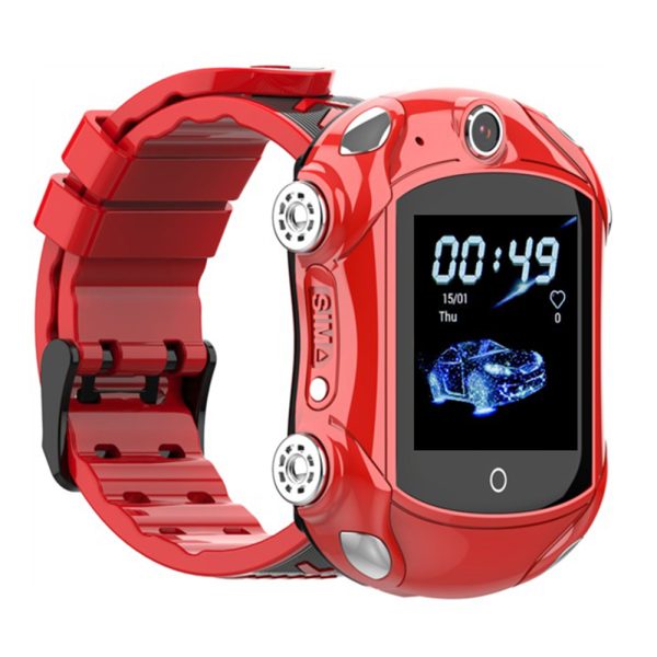 Ceas Smartwatch Pentru Copii, Wonlex KT14, Supercar, Rosu, SIM card, 4G, Rezistent la stropi accidentali IP54, Apel video