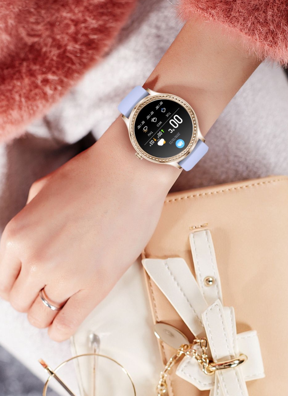 Ceas Smartwatch Dama Twinkler TKY-AK35 cu Display 1.32 inch, Functii sanatate, Notificari, Moduri sport, Violet