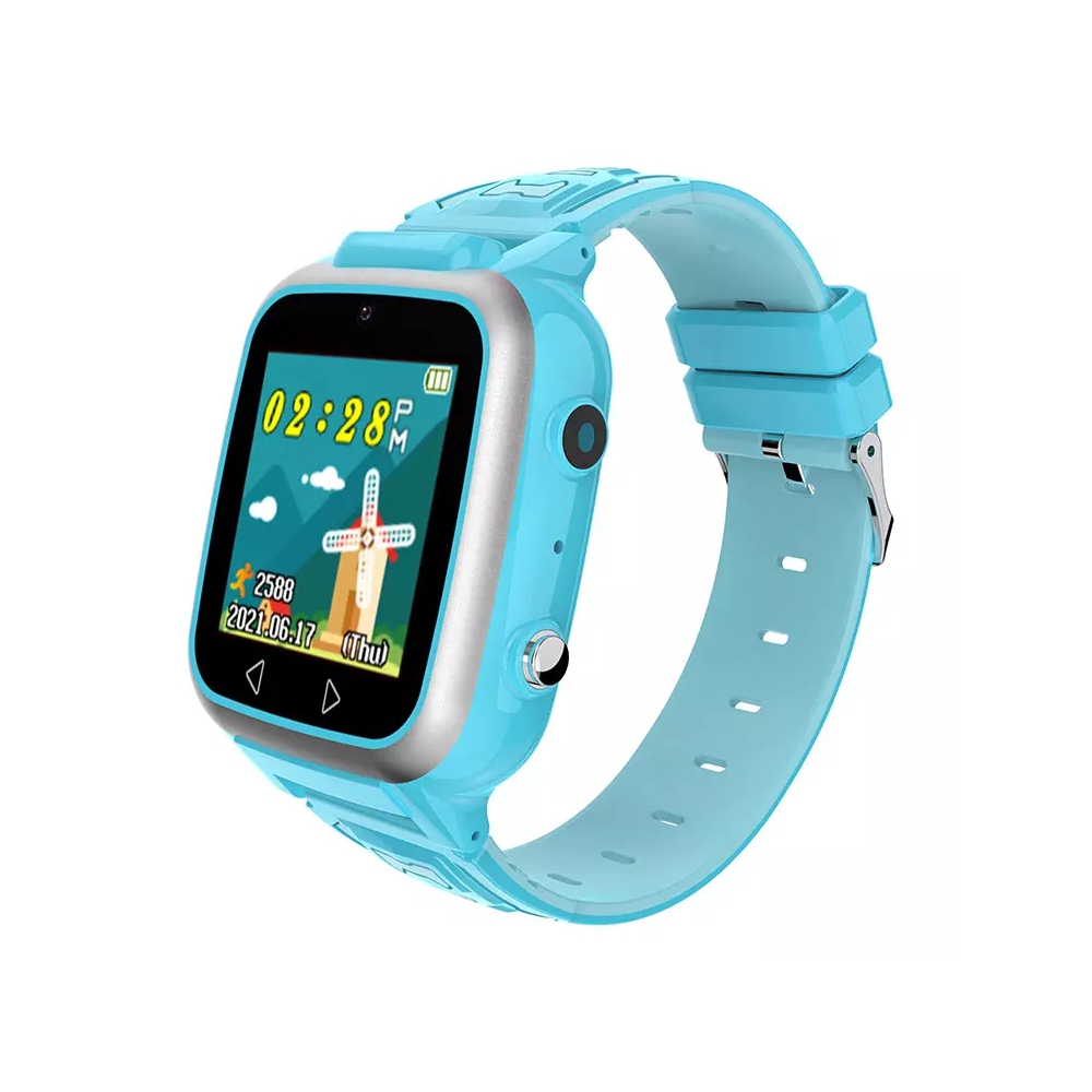 Ceas smartwatch pentru copii xk fitness y8 cu jocuri, lanterna, camera, pasi, alarma, calculator, albastru