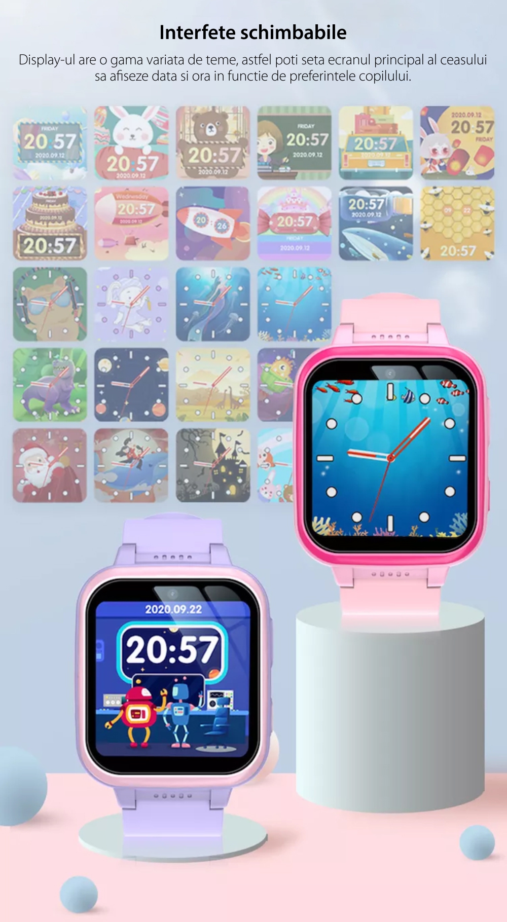 Ceas Smartwatch Pentru Copii XK Fitness Y90, fara GPS, cu Pedometru, Jocuri, Camera, Muzica, Lanterna, Alarma, Albastru