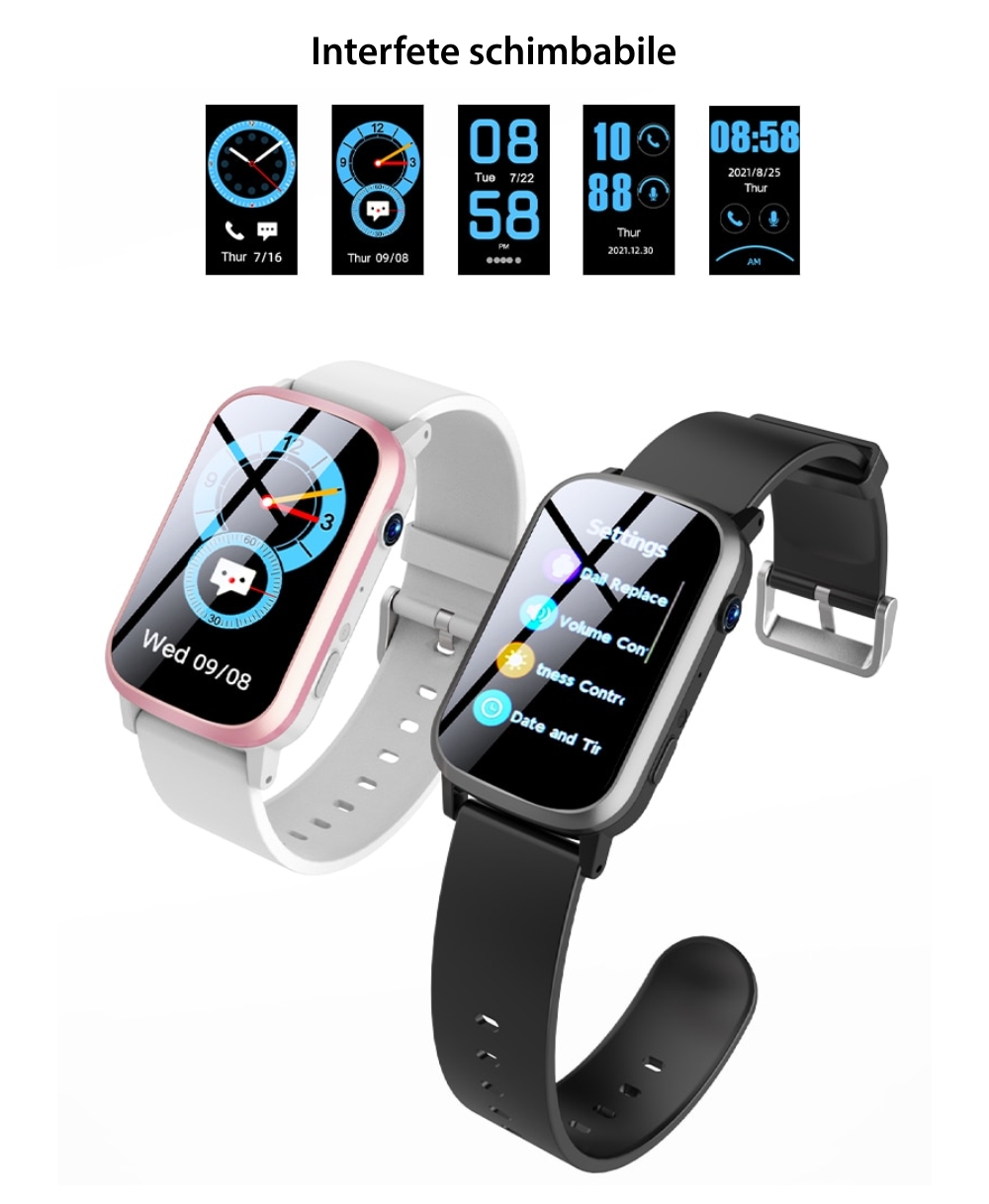 Ceas Smartwatch Pentru Copii XK Fitness FA58 cu Functie telefon, Localizare GPS, Contacte, Apel video, Pedometru, Alarma, Negru