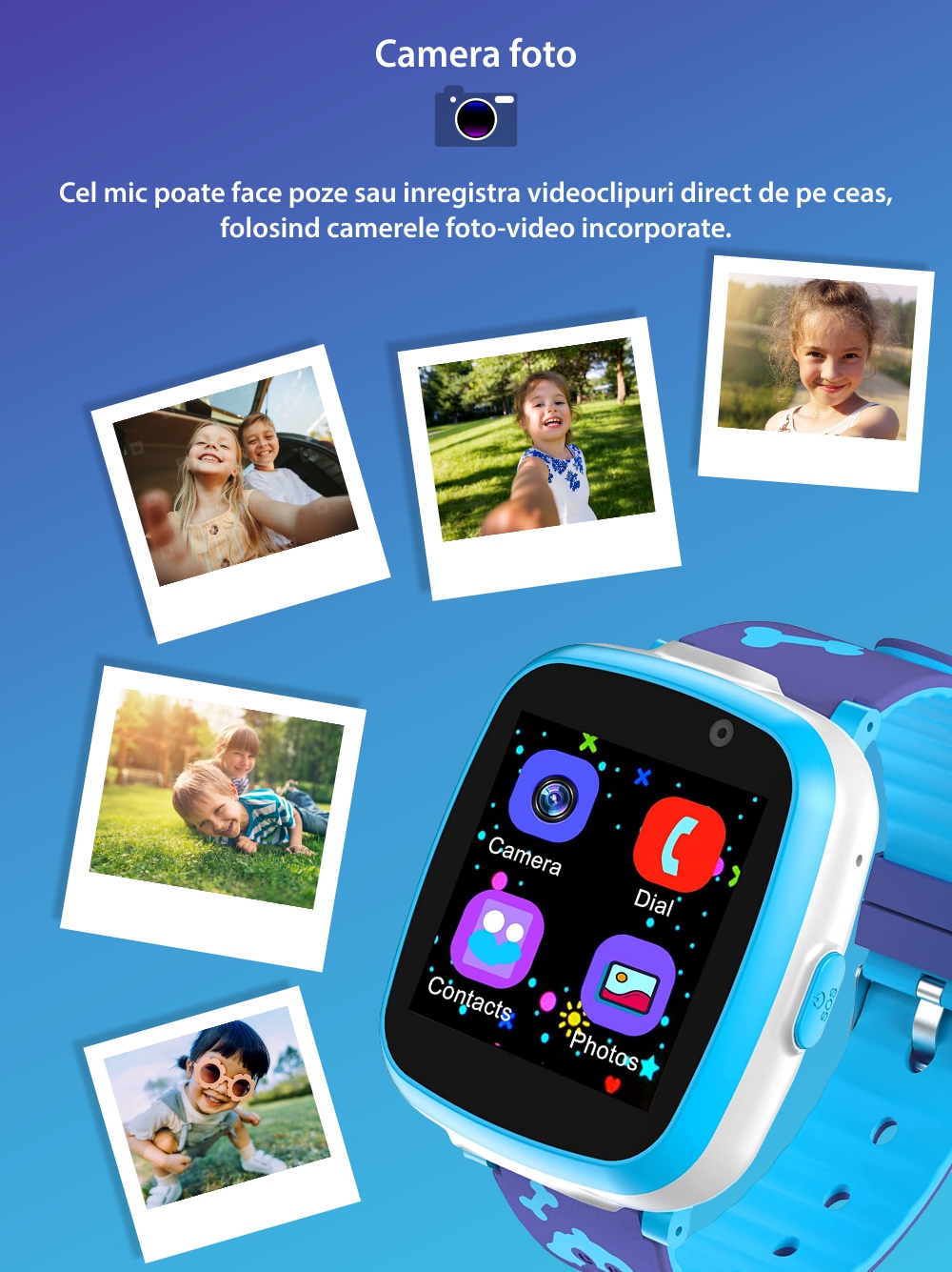 Ceas Smartwatch Pentru Copii Xkids A10 fara GPS, cu Funtie telefon, Jocuri, Camera, Contacte, Alarma, Cronometru, Roz