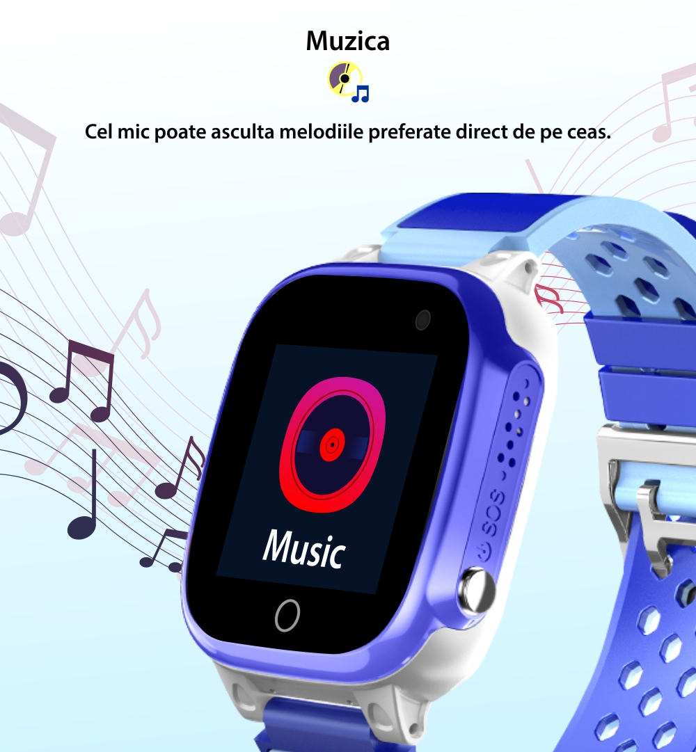 Ceas Smartwatch Pentru Copii YQT Q15G cu Functie telefon, Camera foto, Galerie, Jocuri, Alarma, Cronometru, Albastru