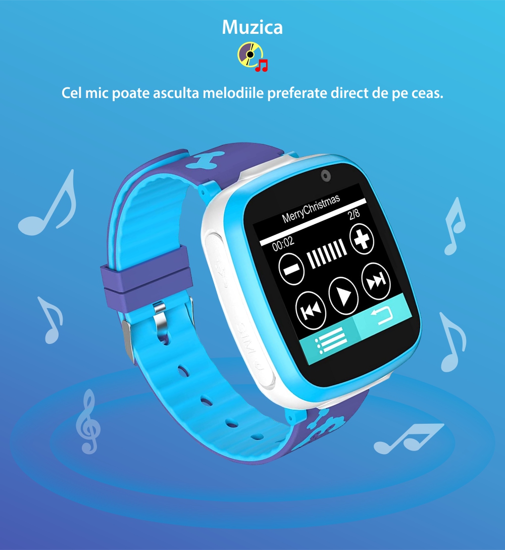 Ceas Smartwatch Pentru Copii Xkids A10 fara GPS, cu Funtie telefon, Jocuri, Camera, Contacte, Alarma, Cronometru, Albastru