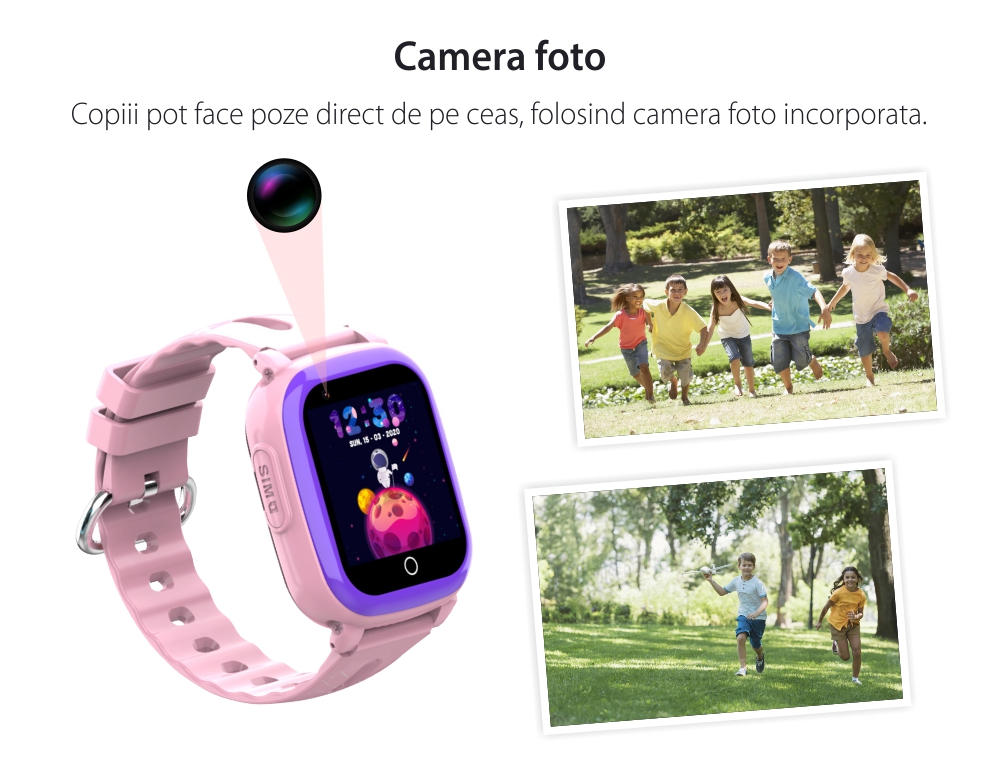 Ceas Smartwatch Pentru Copii Wonlex CT10 cu Functie telefon, Localizare GPS, Pedometru, Camera foto, Apel video, Albastru