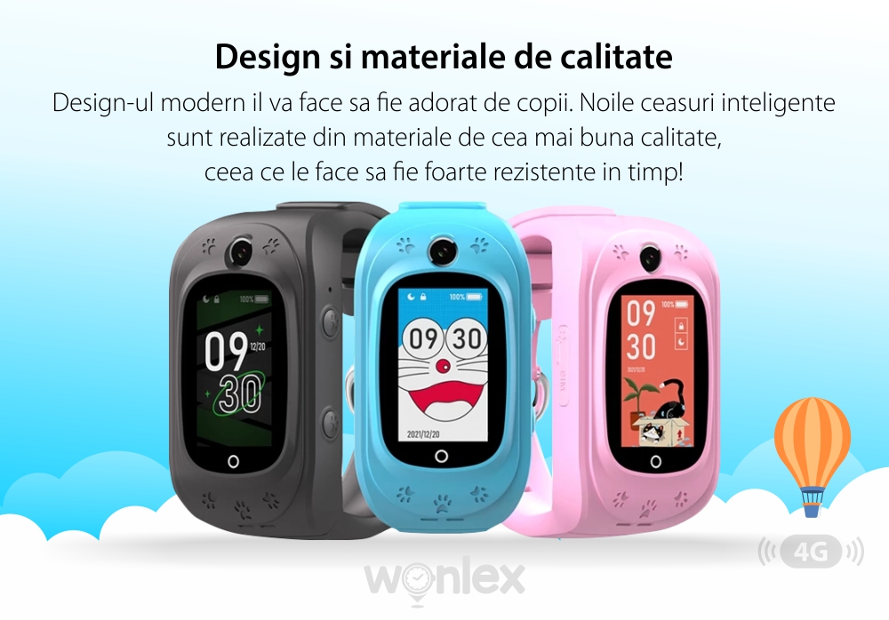 Ceas Smartwatch Pentru Copii Wonlex Q50 Pro cu Localizare GPS, Functie telefon, Pedometru, Alarma, Contacte, Albastru